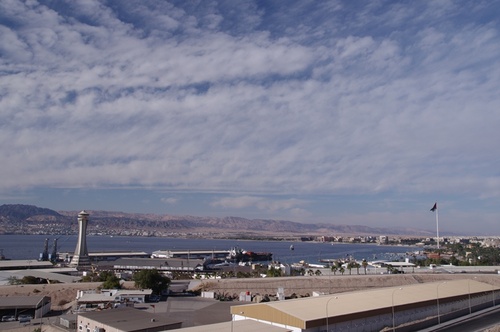 Aqaba on the right, Israeli Eilat in the background